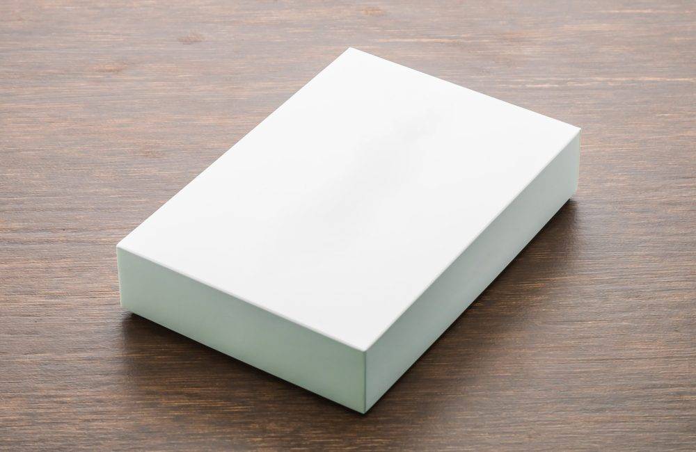 Blank box mock up on wooden background Blank box mock up on wooden background